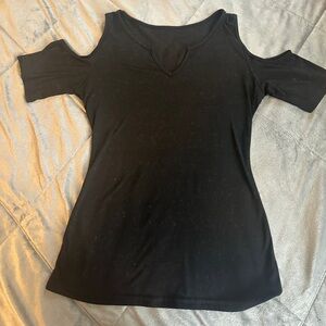 Black Cold Shoulder short sleeve Top